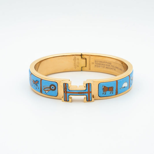 [Elitejewels]H PINK GOLD BRACELET BLUE CERAMIC