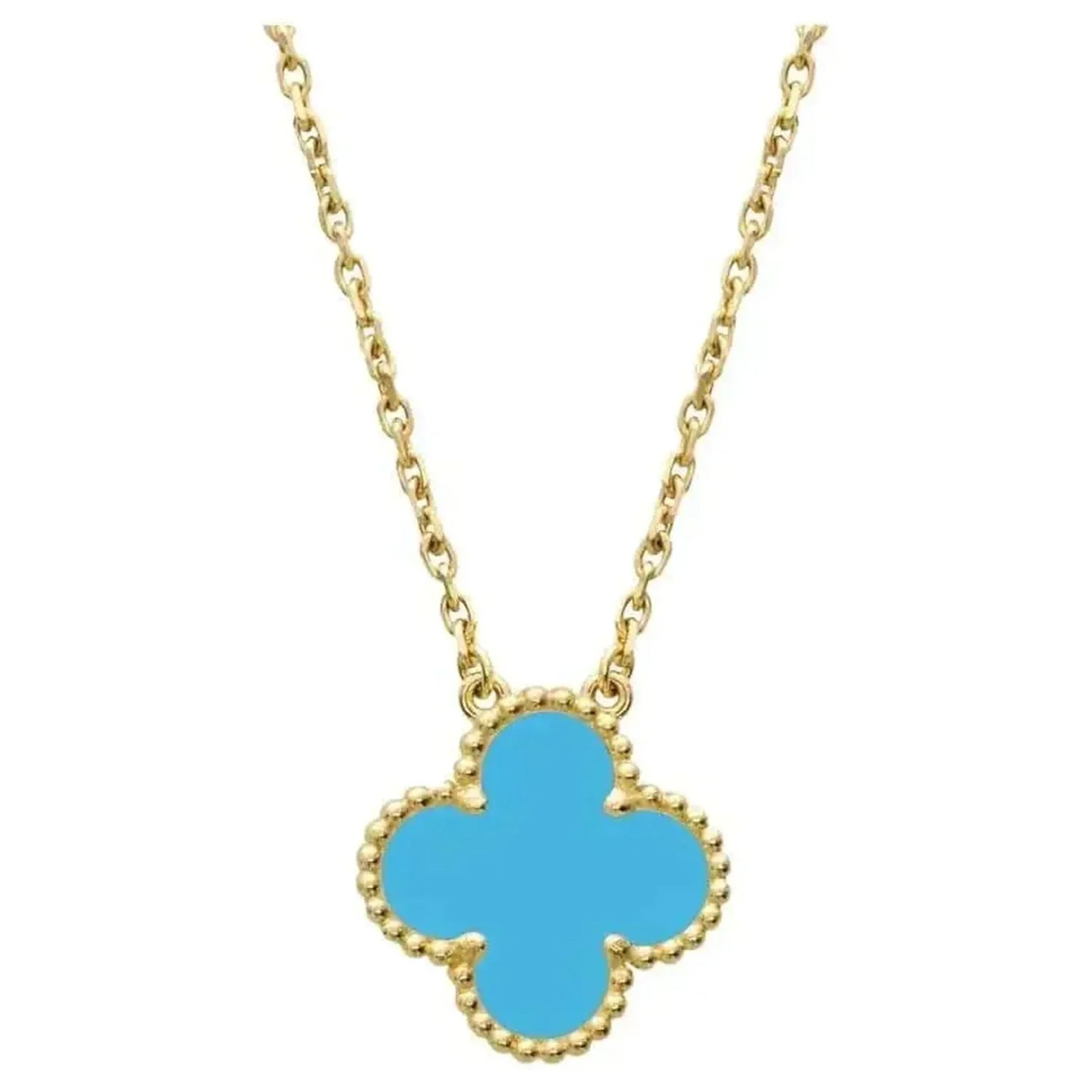 [Elitejewels]CLOVER 15MM VINTAGE TURQUOISE NECKLACE