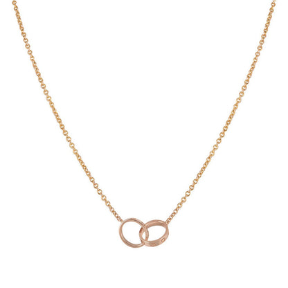 [Elitejewels]LOVE NECKLACE DOUBLE RING PINK GOLD