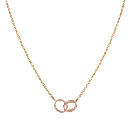 [Elitejewels]LOVE NECKLACE DOUBLE RING PINK GOLD