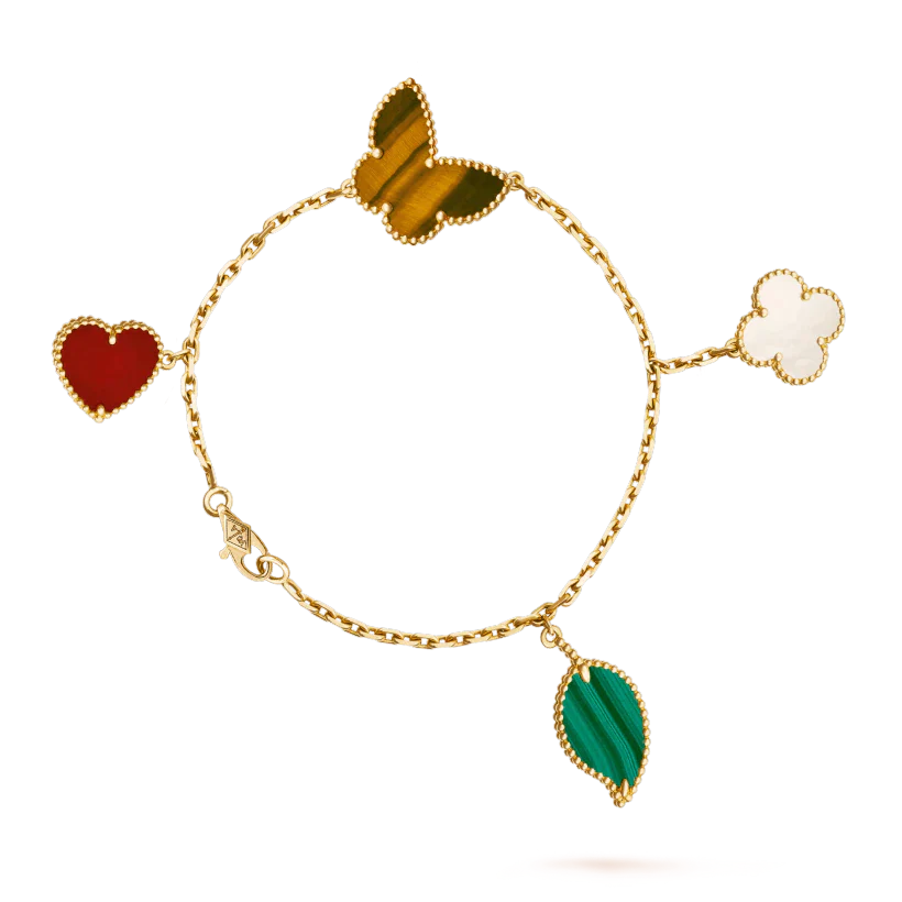 [Elitejewels]LUCKY SPRING 5 MOTIF GOLD BRACELET