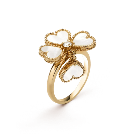 [Elitejewels]SWEET CLOVER WHITE MOP RING