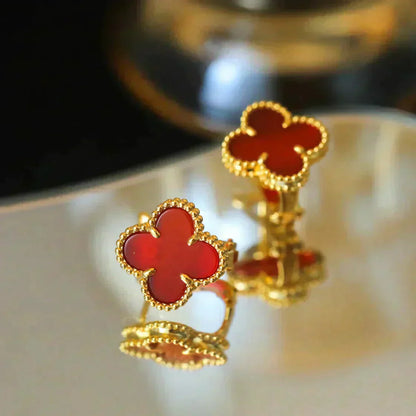 [Elitejewels]CLOVER MEDIUM 1 MOTIFS CARNELIAN  EARRINGS