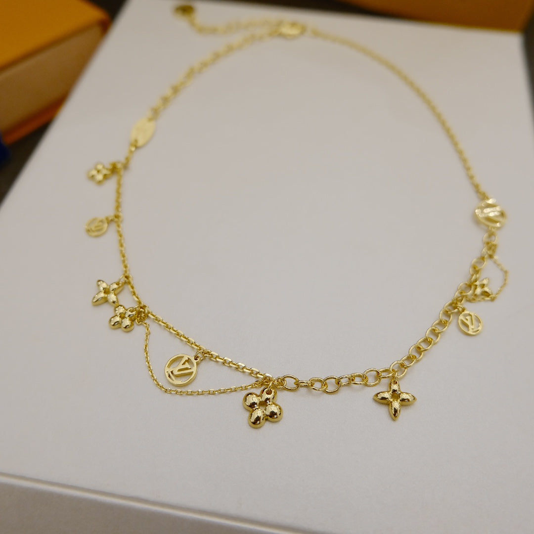 [Elitejewels]BLOOMING SUPPLE NECKLACE BRASS