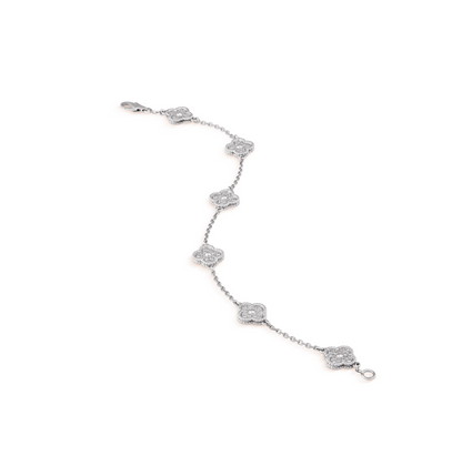 [Elitejewels]CLOVER 6 MOTIF SILVER DIAMOND BRACELET