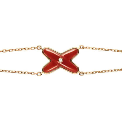 [Elitejewels]JEUX BRACELET CARNELIAN PINK GOLD 1 DIAMOND