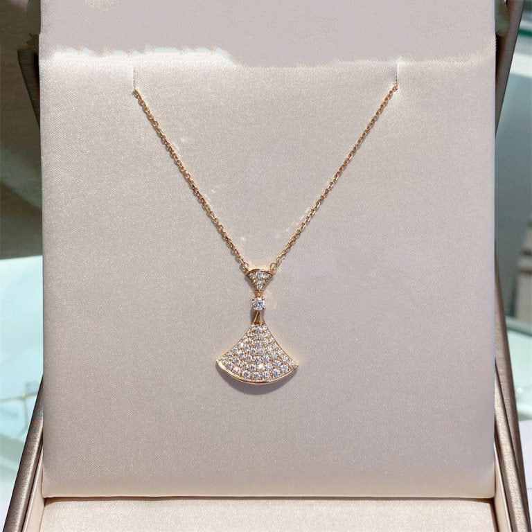 [Elitejewels]DREAM NECKLACE PINK GOLD FULL DIAMOND