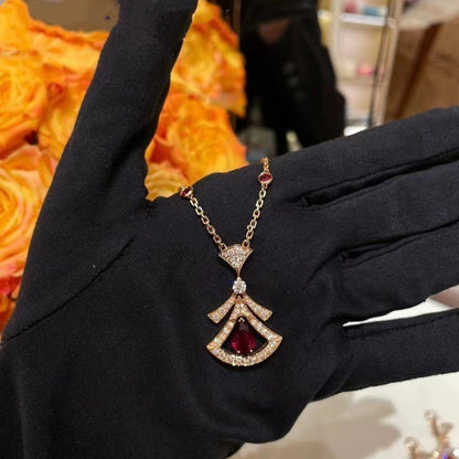 [Elitejewels]DREAM NECKLACE CARNELIAN DIAMOND PINK GOLD