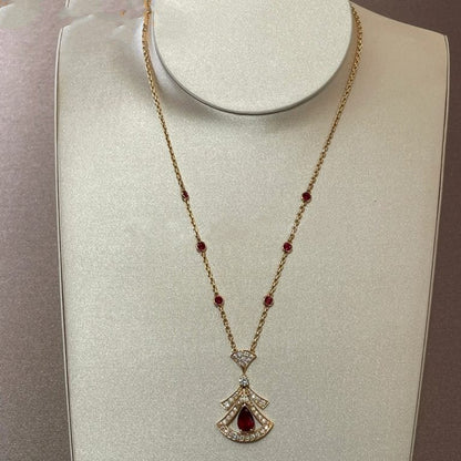 [Elitejewels]DREAM NECKLACE CARNELIAN DIAMOND PINK GOLD