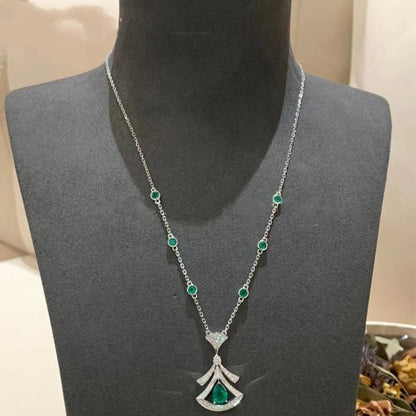 [Elitejewels]DREAM NECKLACE MALACHITE DIAMOND SILVER