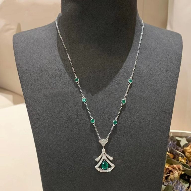 [Elitejewels]DREAM NECKLACE MALACHITE DIAMOND SILVER