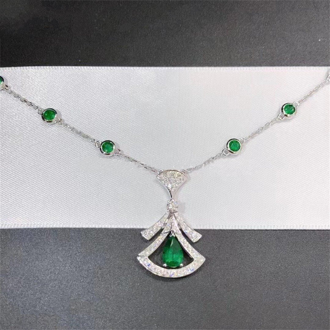 [Elitejewels]DREAM NECKLACE MALACHITE DIAMOND SILVER