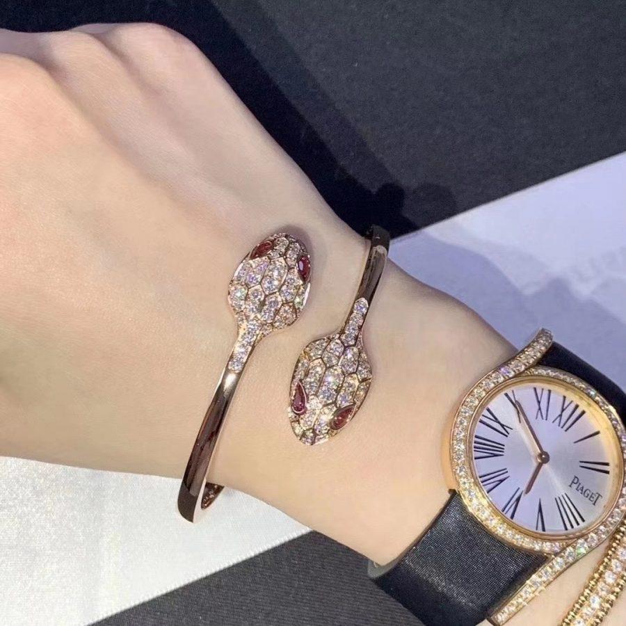 [Elitejewels]SERPENTI BRACELET PINK GOLD DIAMOND DOUBLE SNAKE