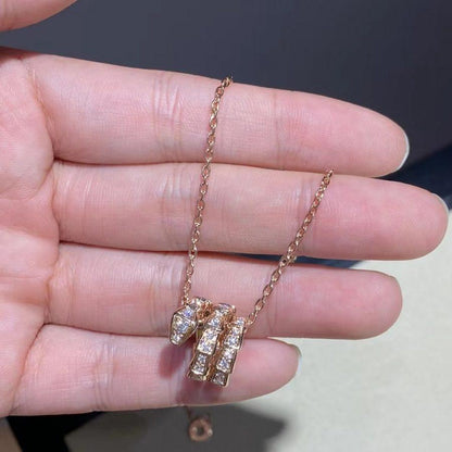 [Elitejewels]SERPENTI PINK GOLD NECKLACE DOUBLE RING DIAMOND