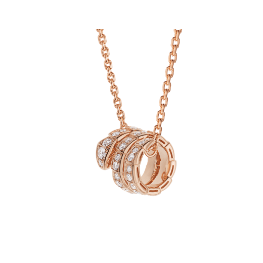 [Elitejewels]SERPENTI PINK GOLD NECKLACE DOUBLE RING DIAMOND