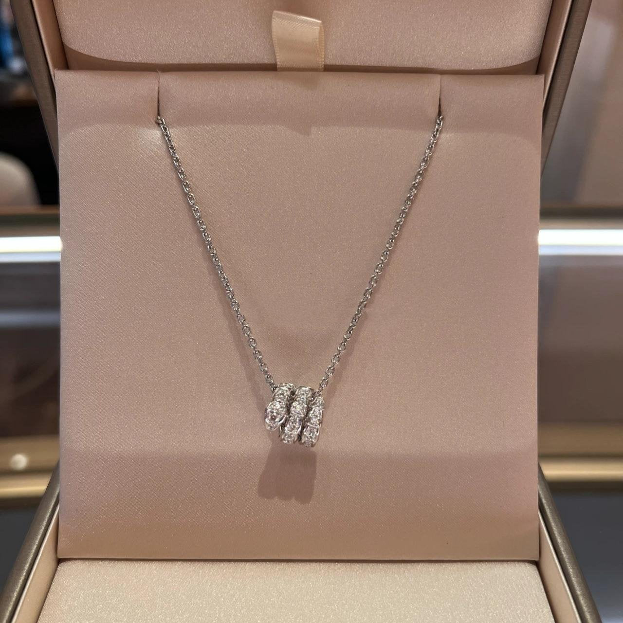 [Elitejewels]SERPENTI  NECKLACE DOUBLE RING DIAMOND