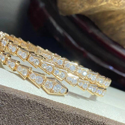 [Elitejewels]SERPENTI BRACELET GOLD DIAMOND DOUBLE ROW