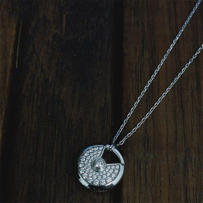 [Elitejewels]AMULETTE SILVER FULL DIAMOND NECKLACE