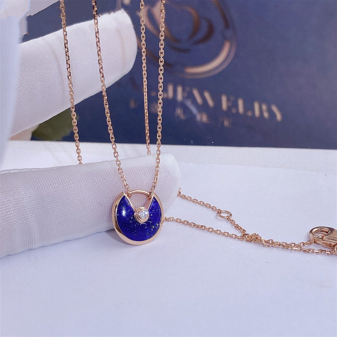 [Elitejewels]AMULETTE ROSE GOLD AGATE NECKLACE