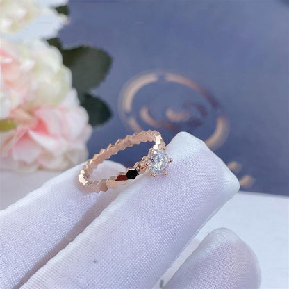 [Elitejewels]BEE LOVE RING PINK GOLD 1 DIAMOND