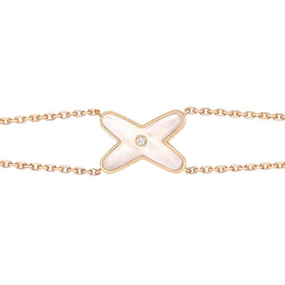 [Elitejewels]JEUX BRACELET WHITE MOP PINK GOLD 1 DIAMOND