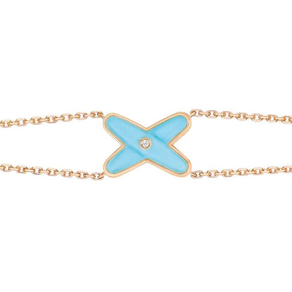 [Elitejewels]JEUX BRACELET TURQUOISE PINK GOLD 1 DIAMOND