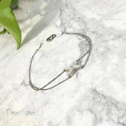 [Elitejewels]JEUX BRACELET WHITE MOP SILVER 1 DIAMOND