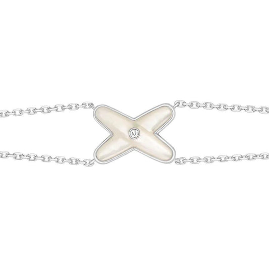 [Elitejewels]JEUX ARMBAND WEISS MOP SILBER 1 DIAMANT