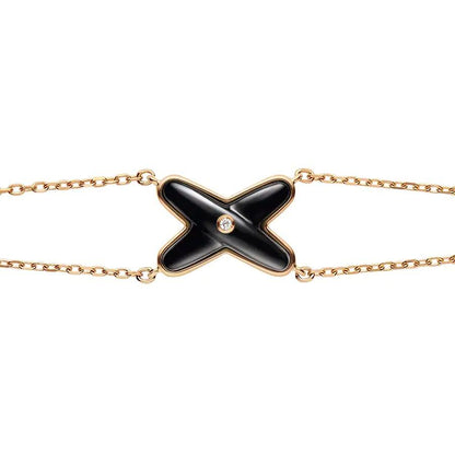 [Elitejewels]JEUX BRACELET ONYX PINK GOLD 1 DIAMOND