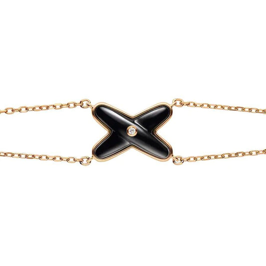 [Elitejewels]JEUX BRACELET ONYX PINK GOLD 1 DIAMOND