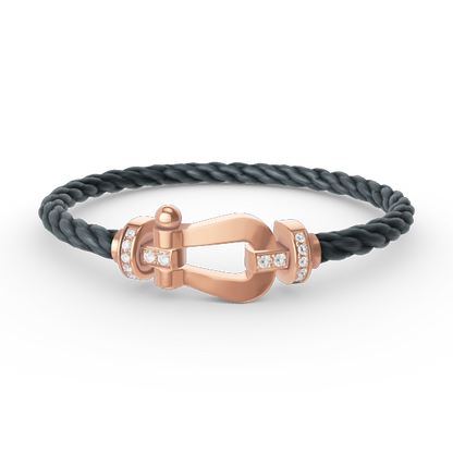 [Elitejewels]FORCE LARGE HORSESHOE HALF DIAMOND BRACELET ROSE GOLD