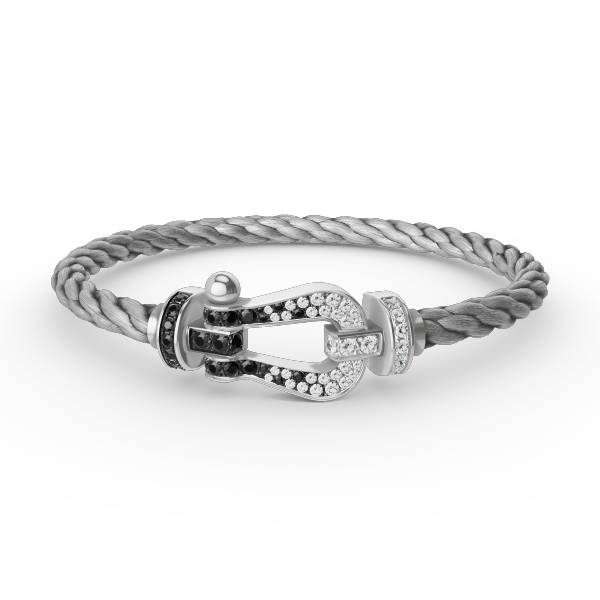 [Elitejewels]FORCE LARGE HORSESHOE BLACK WHITE DIAMOND BRACELET SILVER