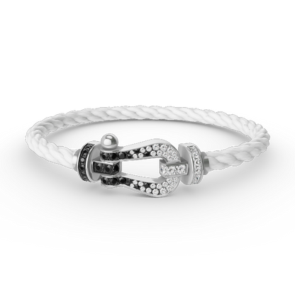 [Elitejewels]FORCE LARGE HORSESHOE BLACK WHITE DIAMOND BRACELET SILVER