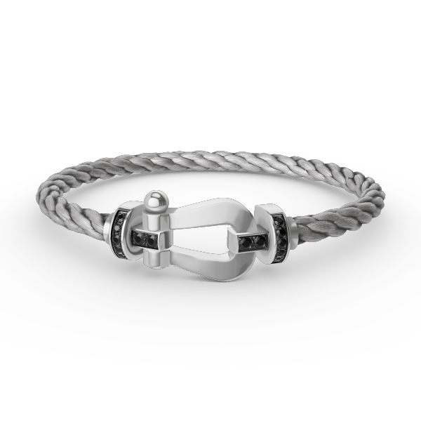 [Elitejewels]FORCE LARGE HORSESHOE BLACK DIAMOND BRACELET SILVER