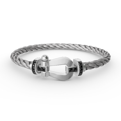 [Elitejewels]FORCE LARGE HORSESHOE BLACK DIAMOND BRACELET SILVER