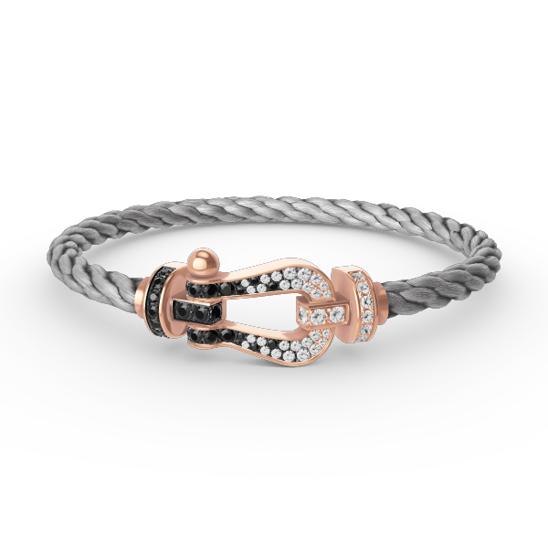 [Elitejewels]FORCE GROSSES HUFEISENARMBAND MIT SCHWARZEN WEISSEN DIAMANTEN UND ROSÉGOLD