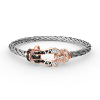 [Elitejewels]FORCE GROSSES HUFEISENARMBAND MIT SCHWARZEN WEISSEN DIAMANTEN UND ROSÉGOLD