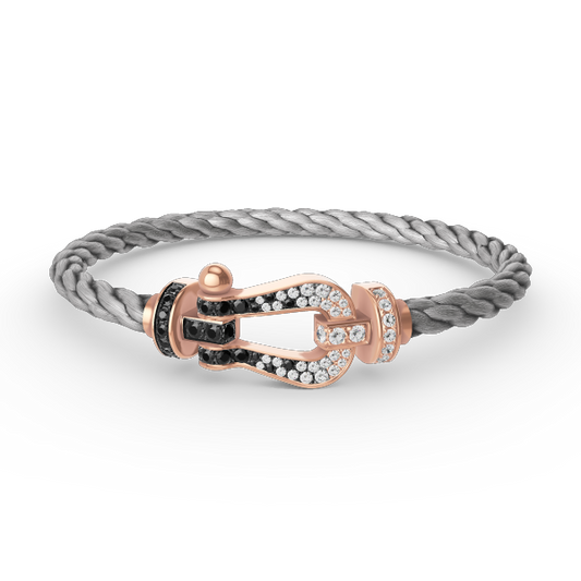 [Elitejewels]FORCE GROSSES HUFEISENARMBAND MIT SCHWARZEN WEISSEN DIAMANTEN UND ROSÉGOLD