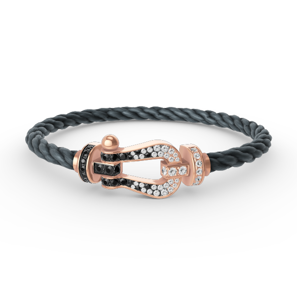 [Elitejewels]FORCE GROSSES HUFEISENARMBAND MIT SCHWARZEN WEISSEN DIAMANTEN UND ROSÉGOLD