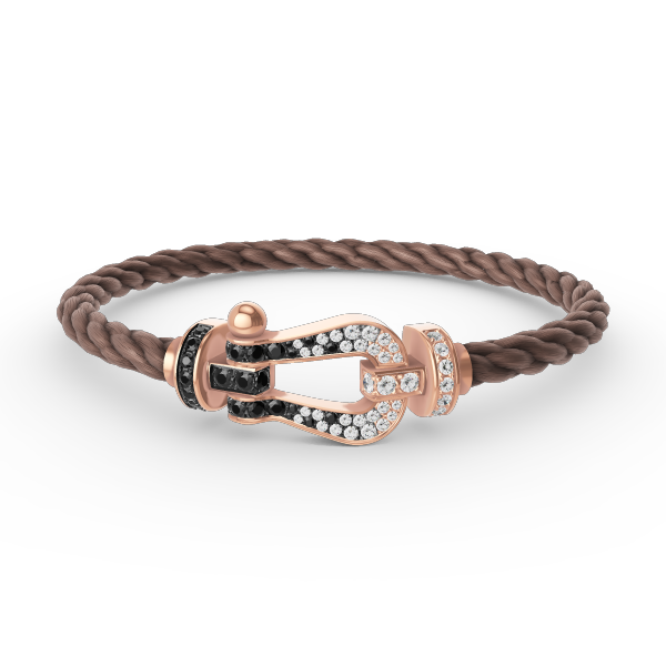 [Elitejewels]FORCE GROSSES HUFEISENARMBAND MIT SCHWARZEN WEISSEN DIAMANTEN UND ROSÉGOLD