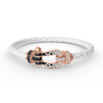 [Elitejewels]FORCE GROSSES HUFEISENARMBAND MIT SCHWARZEN WEISSEN DIAMANTEN UND ROSÉGOLD