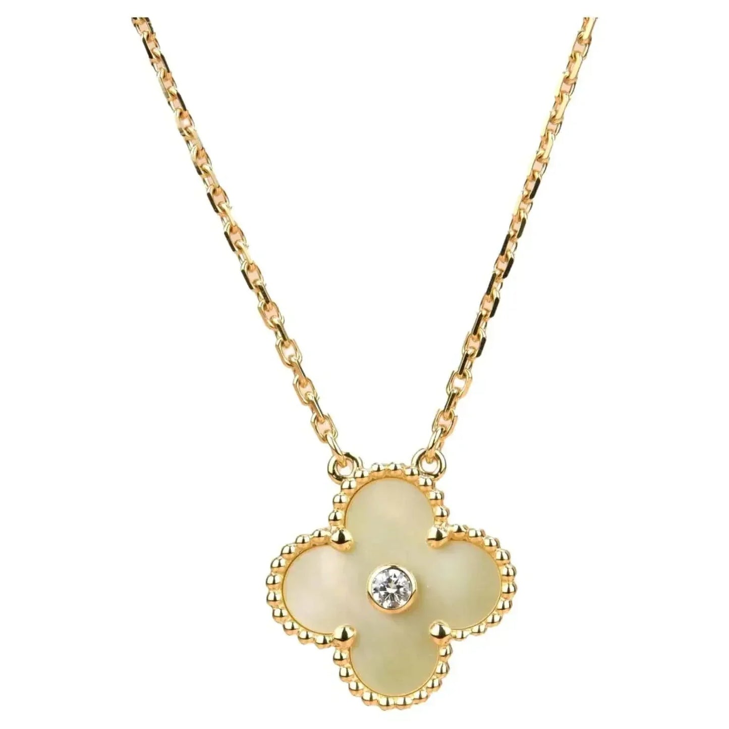 [Elitejewels]CLOVER 15MM DIAMANT GOLD PERLMUTT HALSKETTE