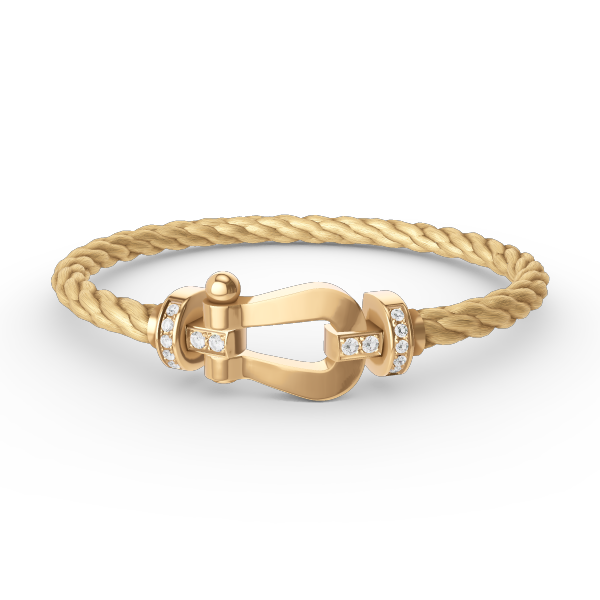 [Elitejewels]FORCE LARGE HORSESHOE HALF DIAMOND BRACELET GOLD