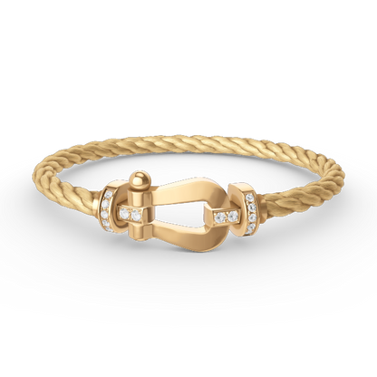 [Elitejewels]FORCE LARGE HORSESHOE HALF DIAMOND BRACELET GOLD