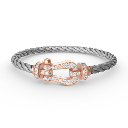 [Elitejewels]FORCE LARGE HORSESHOE FULL DIAMOND BRACELET ROSE GOLD