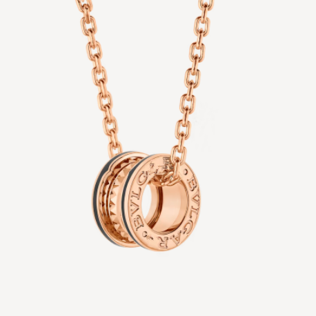 [Elitejewels]ZERO 1 ROCK PEDANT PINK GOLD BLACK NECKLACE