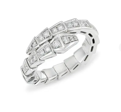 [Elitejewels]SERPENTI RING SILVER DIAMOND PAVED 4MM