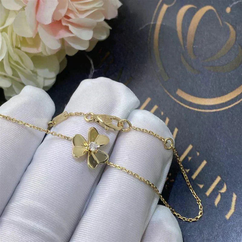 [Elitejewels]FRIVOLE GOLD FLOWER PINK MALACHITE BRACELET