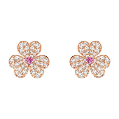 [Elitejewels]FRIVOLE PINK GOLD FLOWER DIAMOND EARRINGS