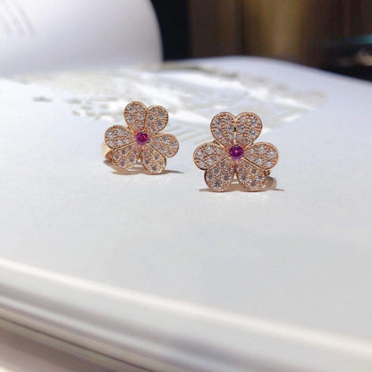 [Elitejewels]FRIVOLE PINK GOLD FLOWER DIAMOND EARRINGS